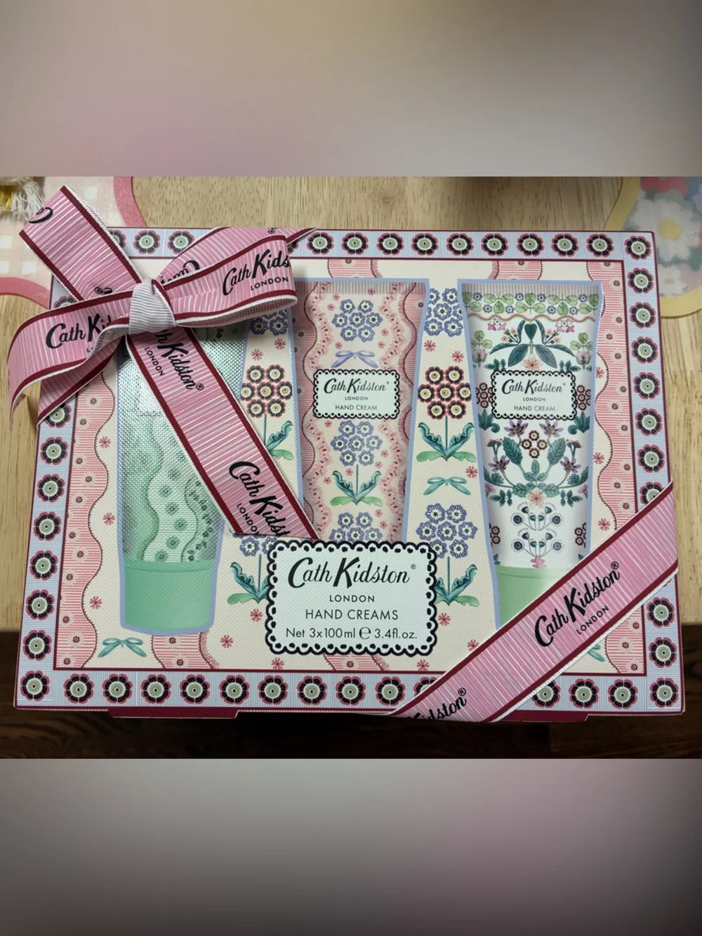 Cath Kidston Floral Hand Cream Trio Gift Box in Pink, Green & Cream